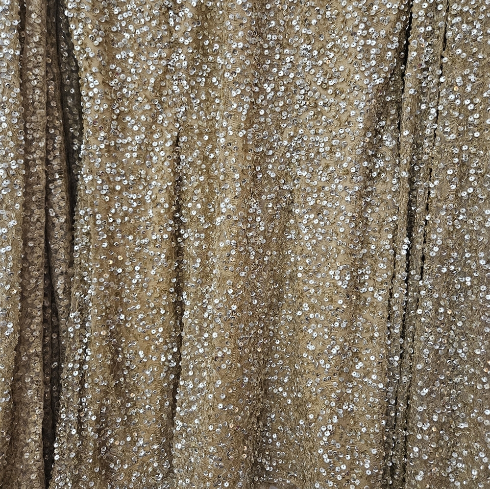 Mac Duggal 5931 Sequined Cape Sleeve Mini Dress in Gold SZ 8 NEW - Picture 4 of 12